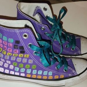 Converse White and Purple High-Tops with Teal Accents